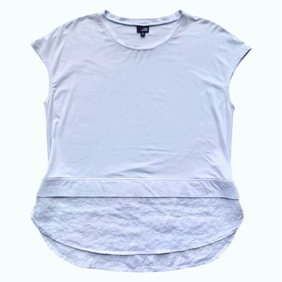 Lisa Bayne Short Sleeve Top Bamboo Cotton Baby Blue Designer Casual Luxury Sz S - Picture 2 of 15